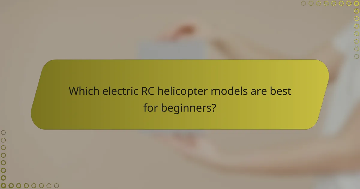Which electric RC helicopter models are best for beginners?